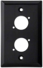 WP-X-2A Dual Port, Single Gang Black Anodize Wall Plate for XLR