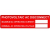 596-00239 50 Pk Photovoltaic Disconnect Solar Label
