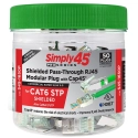 S45-1650P 50Pk ProSeries PassThrough RJ45 Cat6 Shielded Connectors w/Cap45